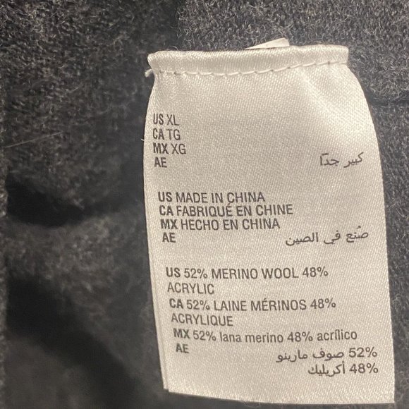 CLUB ROOM Men's Sweater GRAY 1/4 Zip Merino Wool Pullover Long Sleeve Size XL - Picture 5 of 6